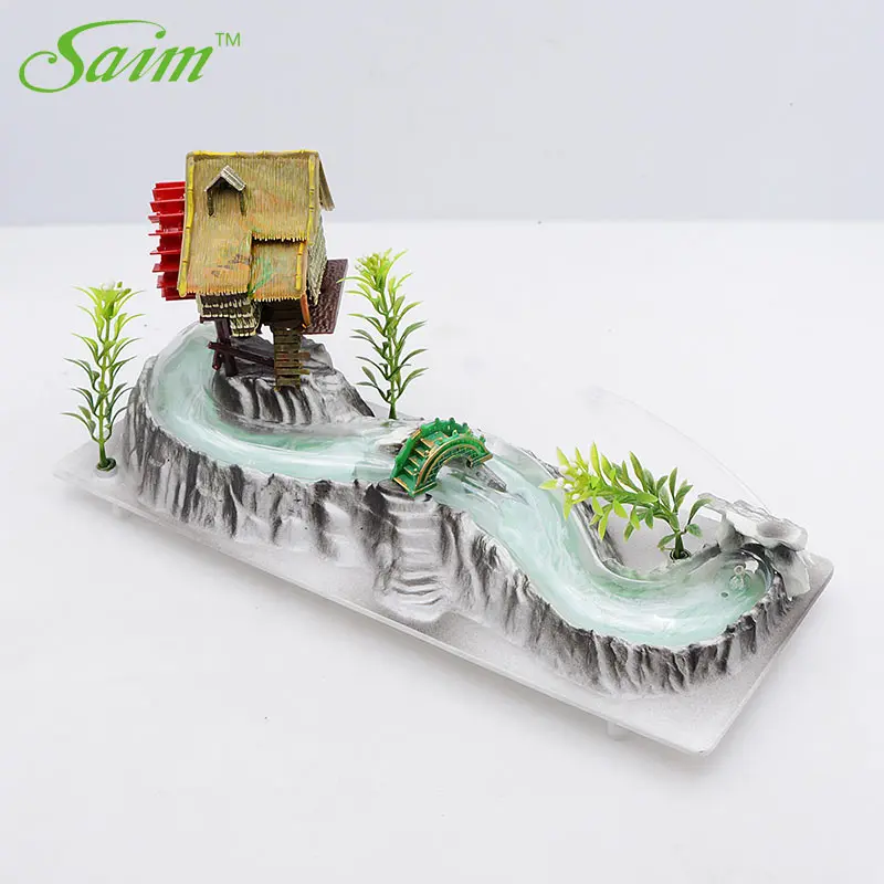 

Saim Aquarium Decorations Live Action Windmill Pavilion Mountain View Cave Ornaments Fish Tank Decor for Aquarium Accessories