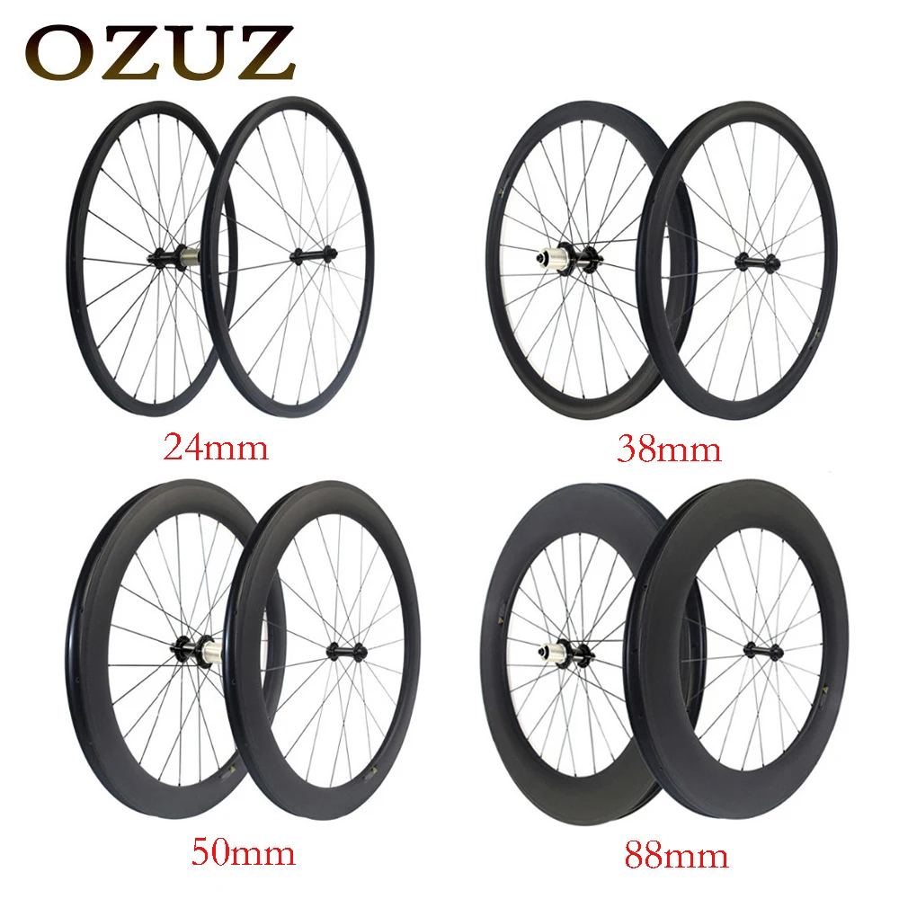 

Ultra light 38mm 50mm 88mm v brake 23mm width 700c road bike carbon wheelset clincher tubular bicycle China carbon fiber wheels