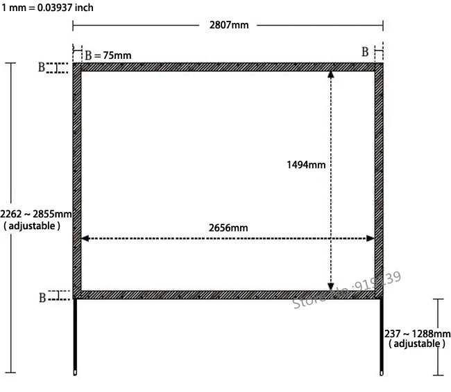120 inch 16 to 9 fast holding projection screen dimension