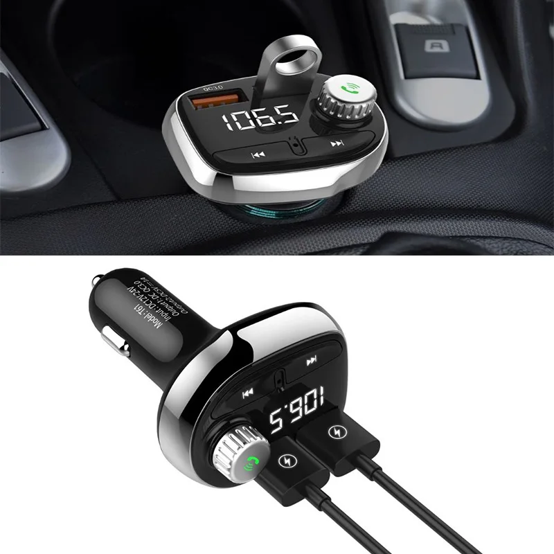 

QC3.0 Quick Dual USB Car Charger Bluetooth Navigation FM Transmitter TF U Disk Radio Music Mp3 Player wireless