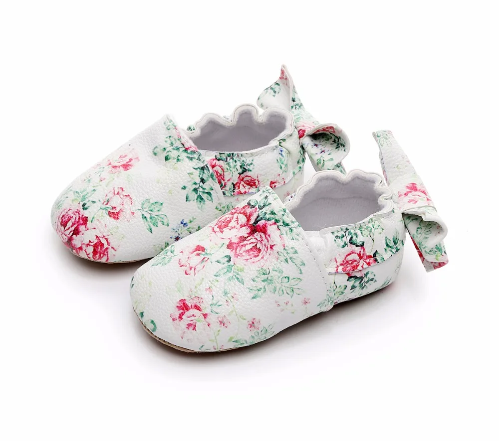 Hot sale New Bow Stylish Floral First walkers Princess Party Dance baby
