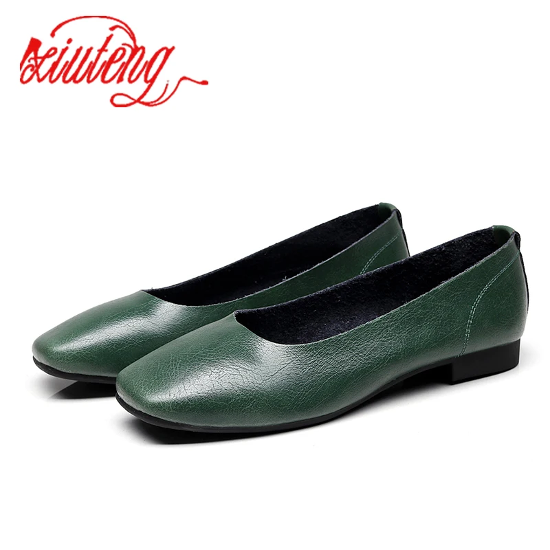 Main Fait Vintage Tailles blanc Semelles Chaussures kaki Femmes Dames Casual Xiuteng En Automne De rouge Mous vert Appartements Nouveau Cuir Grandes Véritable gris Noir wW84zqA5Xx