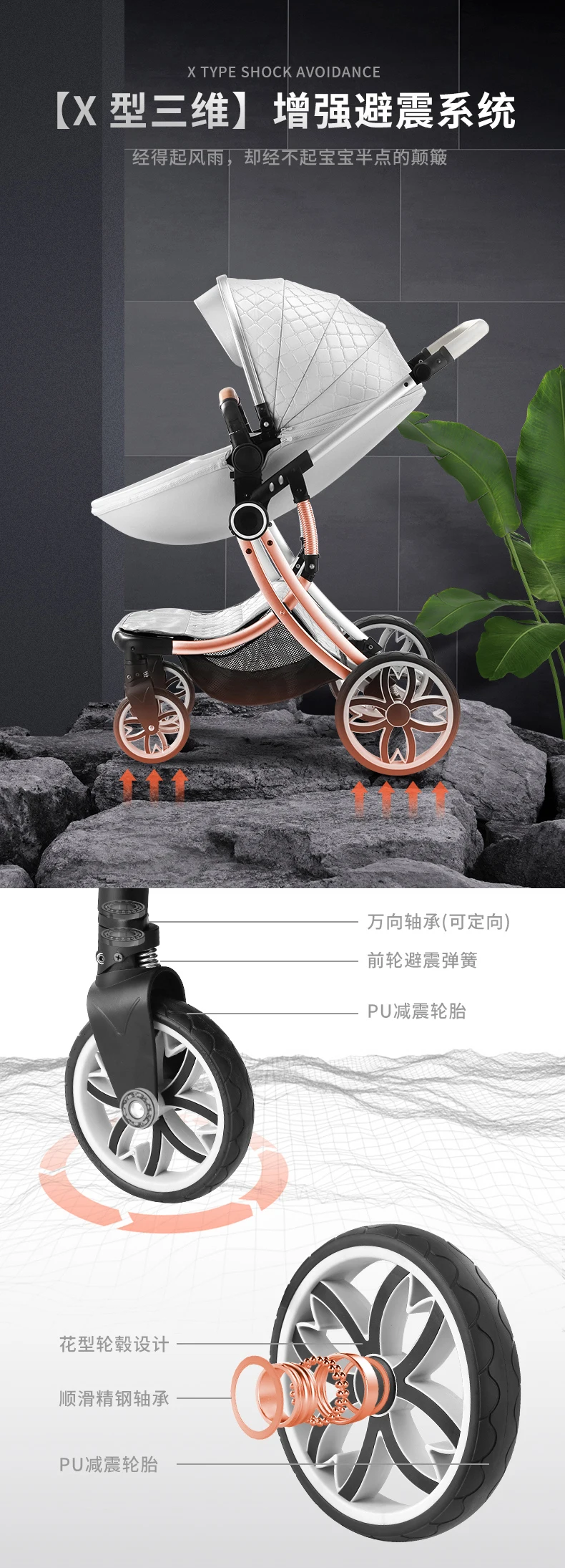 Top Baby stroller can sit and fold light and high landscape two-way newborn shock absorber four-wheeled child 2 in 1  baby stroller 5