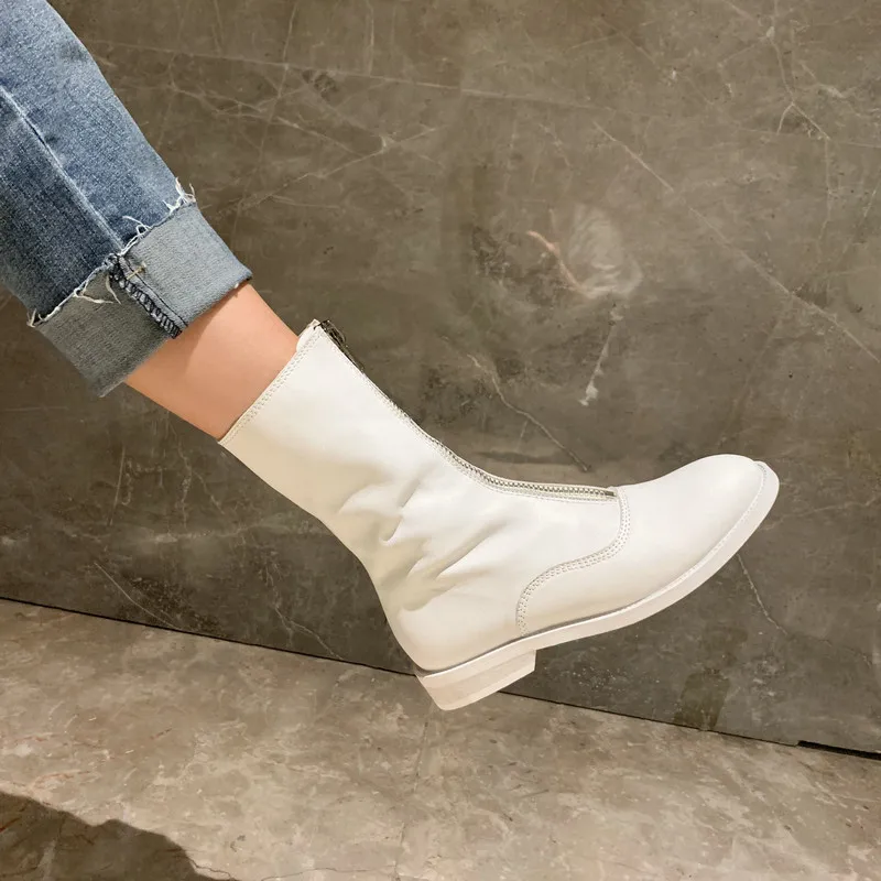 

TXCNMB 2019 Fashion Brand Ankle Boots women Shoes Woman Heel Genuine Leather Autumn Winter Ladies Short Motorcycle Boots