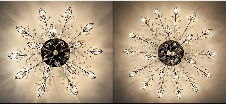 Европейском стиле круглый кристалл лампы гостиной фары современный минималистский золото и серебро LED Ресторан потолочный светильник