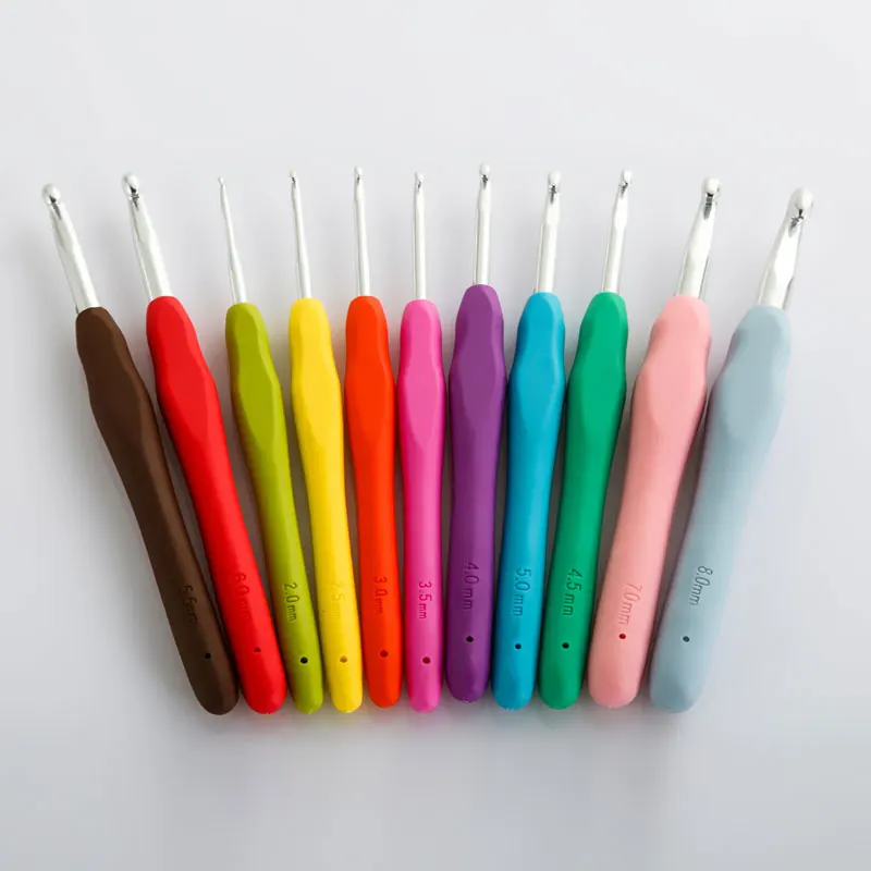 

11Pcs Multicolor Mixed Metal Hook Crochet Template Kit TPR Aluminum Knitting Needles For Loom Tool Band DIY Crafts Sewing Tools
