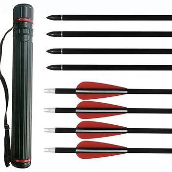 

12pcs Spine 500 Carbon Arrow 32" Length 82cm Replacement Tips 7.6mm Compound Bow Hunting with Quiver for 20-60lbs