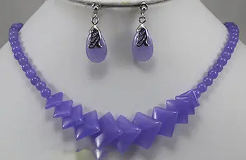 

Free Shipping New Jewelry Puple stone earrings necklace set