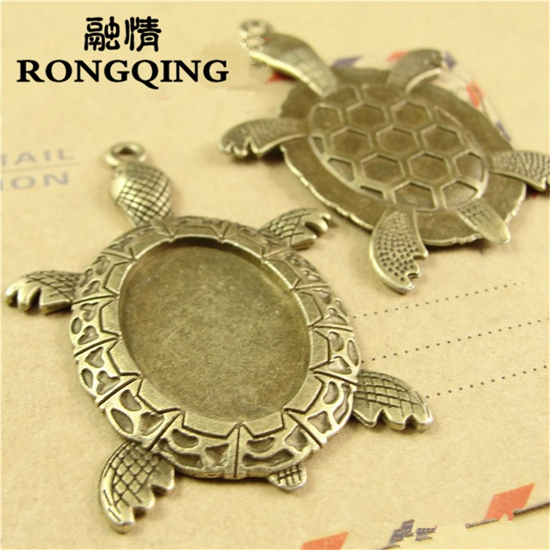 RONGQING 20 шт./лот античные бронзовые Черепаховые Кабошон Настройки 25*18 мм трендовые