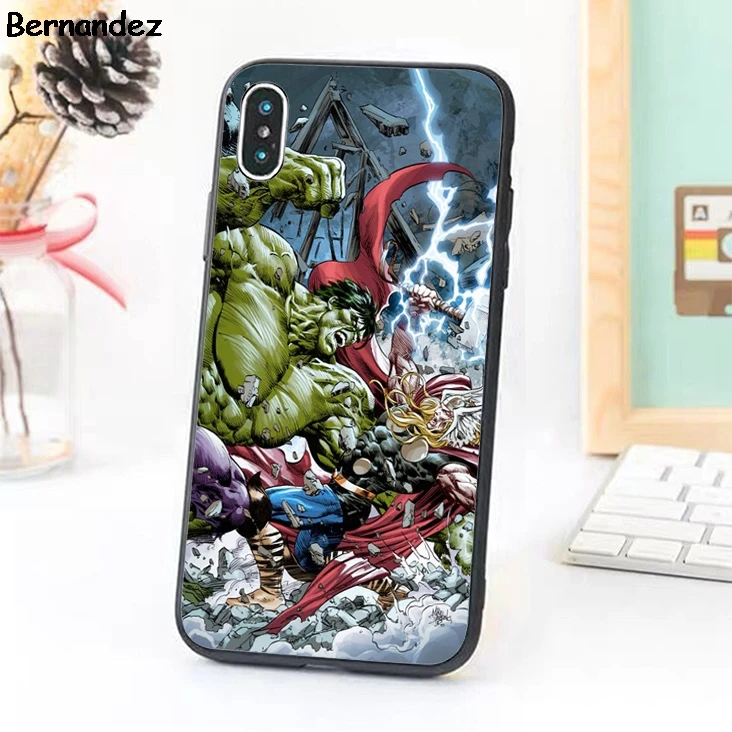 Чехол для телефона Bernandez Hulk VS Thor The Avengers Marvel Hero iPhone 6 S 7 8 X XR XS max Samsung Galaxy S5 S6 S7 edge S8 S9 Plus