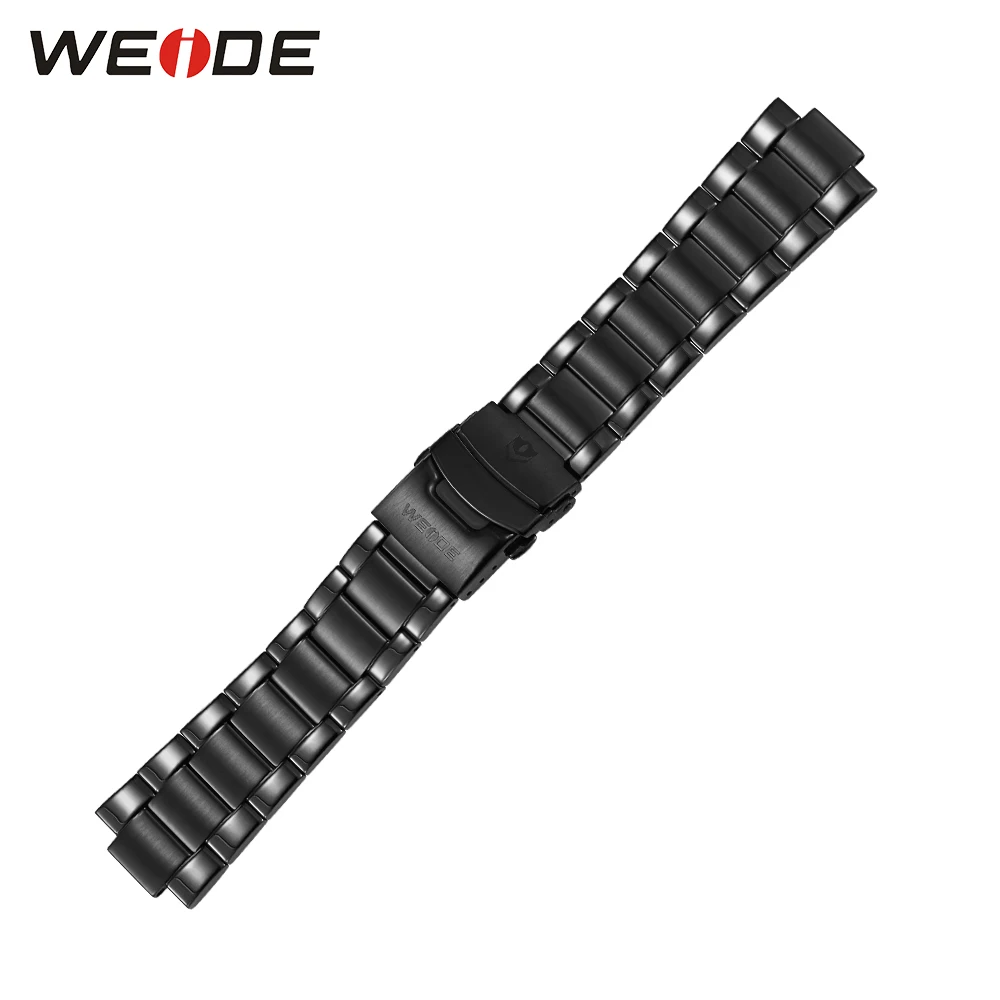 

WEIDE Luxury Strap Men Sports Stainless Steel Watch Band Width 24mm Black Color Male Fashion Full Steel Watchband Accessories