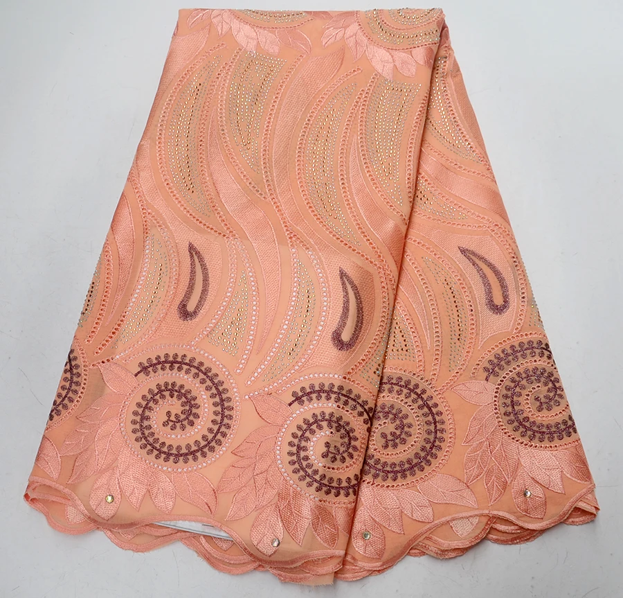 

High Quality Peach color Swiss Voile Lace 2018 African Voile Swiss Lace Fabric African Swiss Cotton Voile Lace Fabric For Cloth
