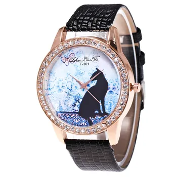 

zhou lian fa Fashion Dress Women Watch Clocks Watch Lovers Wristwatch Casual Printed PU Leather Strap Quartz Ladies Watch Hot
