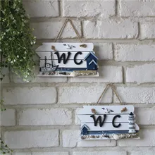 Деревянный wc знак с строка Средиземное море Стиль дверь деревянная доска Добро налет знак деревянный корабль декор
