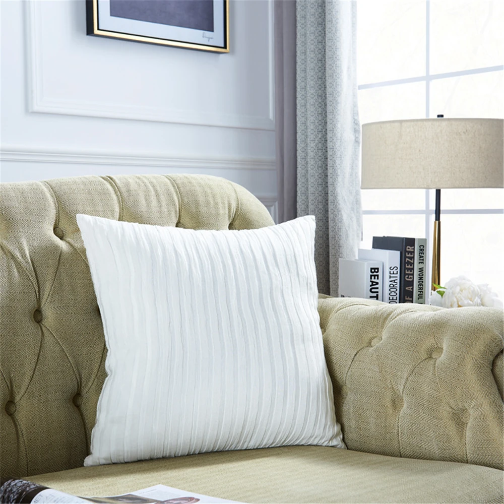 100Polyster Velvet Soft Stripe Decorative Throw Pillow Home Decor