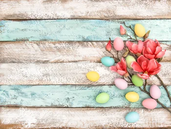 

LIFE MAGIC BOX Backdrops Backgrounds Colorful Wood Plank Flowers Egg Easter Photo Zone 1 Year