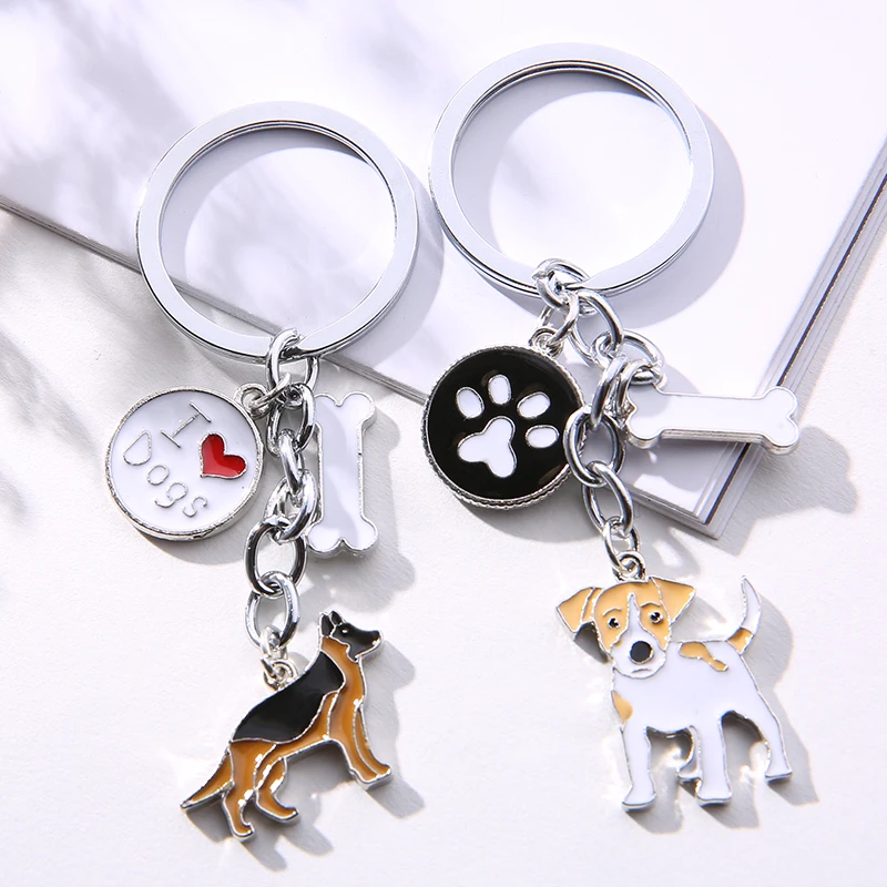 Jack Russell Terrier Key Chains For Women Men Alloy Metal Dog Pendant Key Ring Car Keychain Bag Charm Keyring gifts