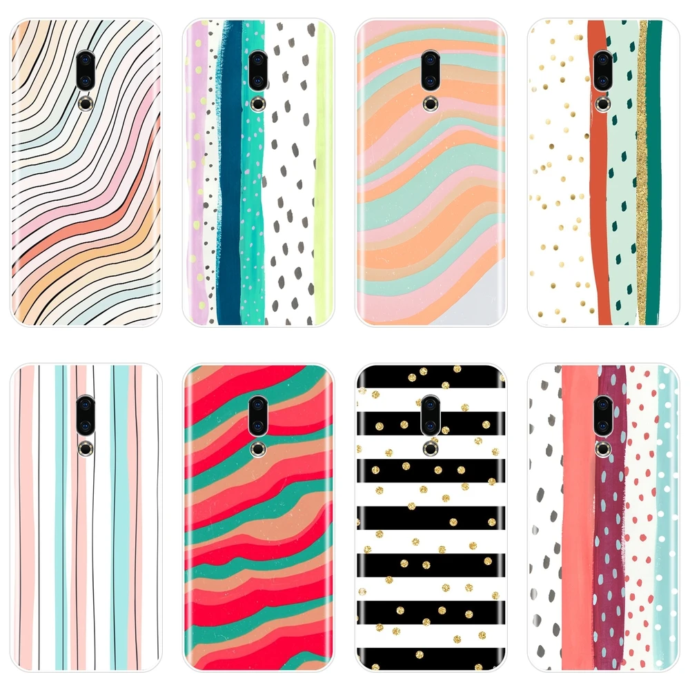 Задняя крышка для Meizu 16th 16x15 Lite 16 Plus мягкий силиконовый чехол в горошек полоску Pro 6
