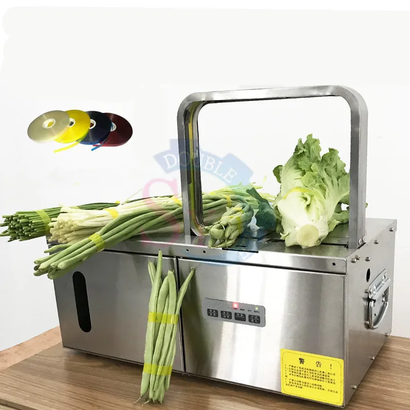 

Supermarket Portable Electric Vegetables Tying Machine/Hot Melt Opp No Tape Currency Automatic Binding Strapping Equipment