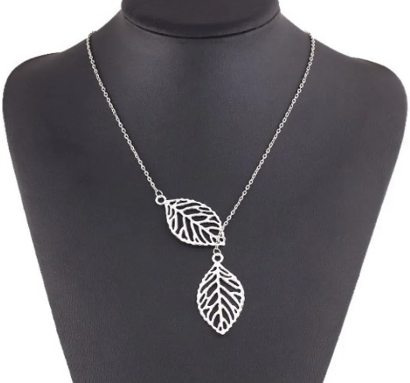 Two Leaf Pendants Necklace2