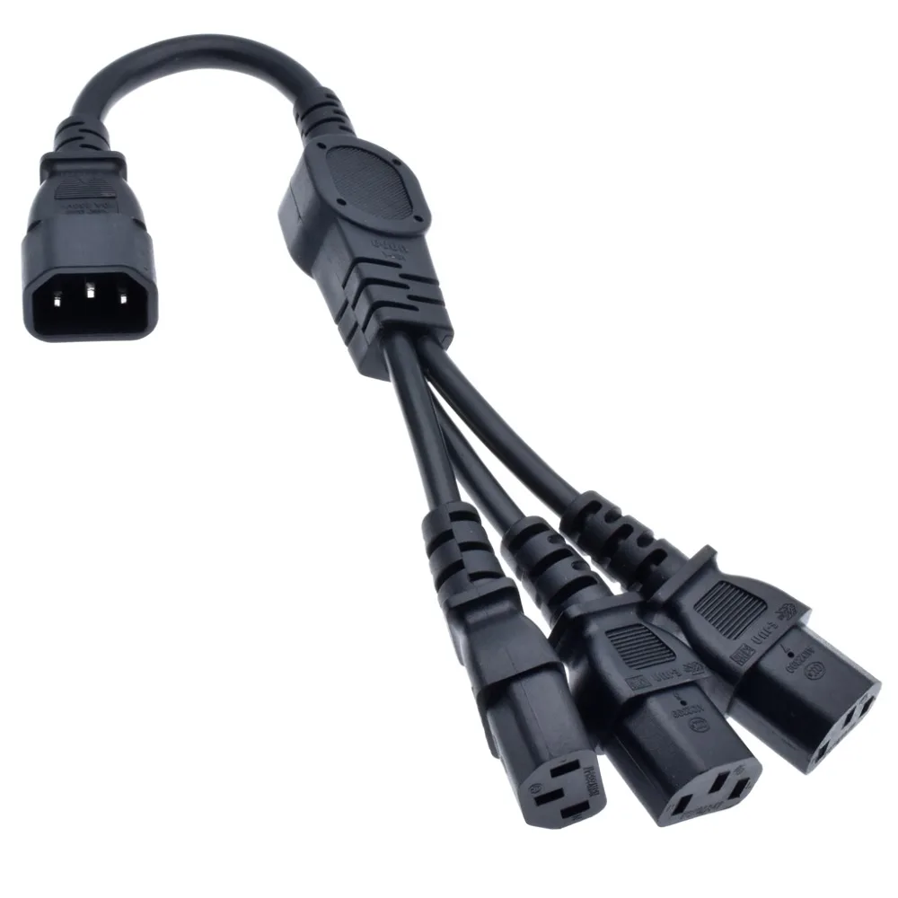 IEC320 C14 Male Plug To 3*IEC320 C13 Female Y Splitter Power Extension Cable Cord 0.32M