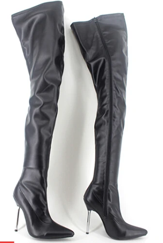 Fashion Slim PU Thigh High Boots Runways Fashion Sexy Pointed Toe