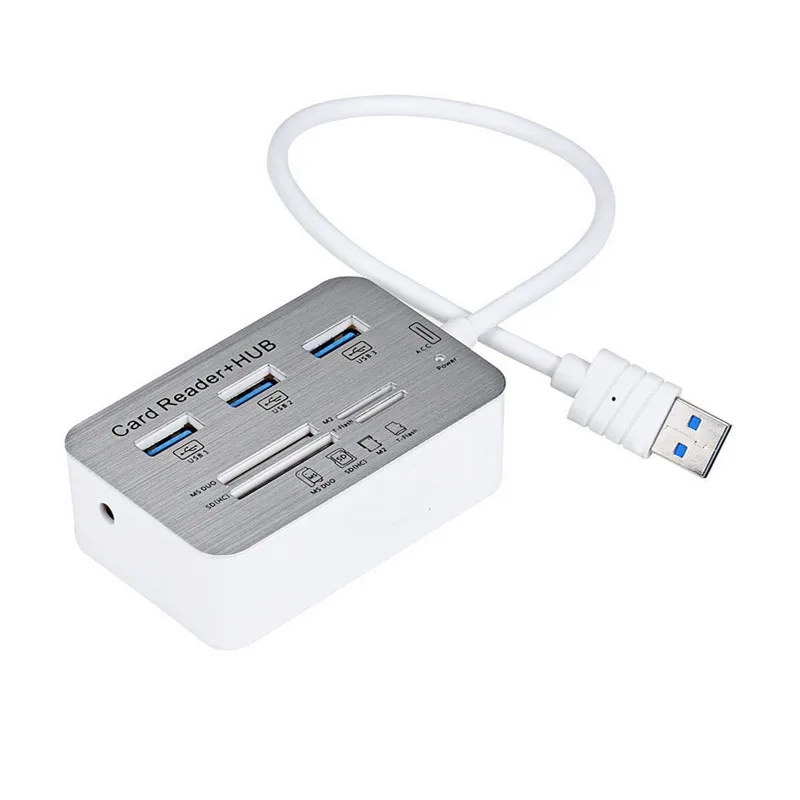 BinFul Mini USB 3 порта Алюминиевый USB 3,0 концентратор многофункциональный с MS SD M2 TF Multi-In-1 кард-ридер для Mac Book Pro Hub 3,0