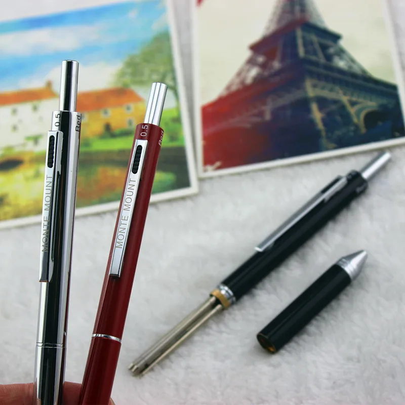 4 в 1 металлические рекламные 3 цвета металлические механические карандаши школьные офисные канцтовары, шариковая ручка ручки для письма подарок