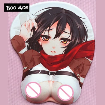 

Attack on Titian Mikasa Ackerman Anime 3D Big Soft Breast with protruding nipples Silicon Mouse Pad Gaming Cosplay H3.2cm/1.26"