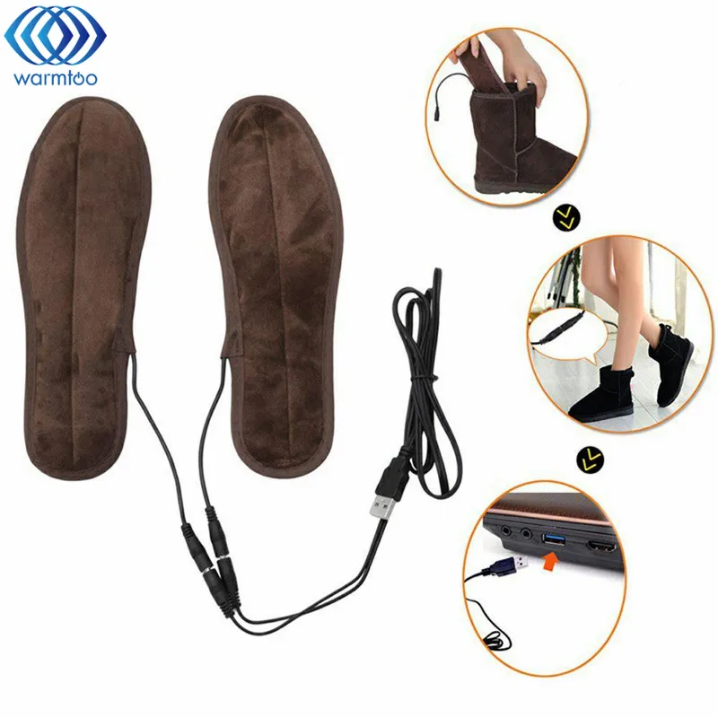 

USB Heated Insole Electric Powered Plush Fur Heating Shoe Pad Winter Keep Warm Foot Shoes Insole