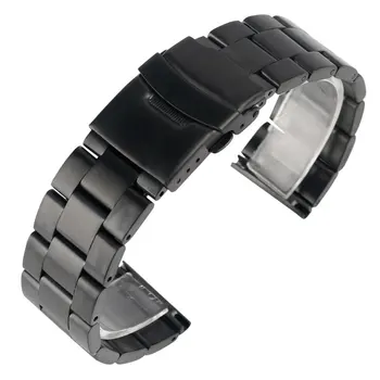 

2017 High Quality Black 20mm 22mm Solid Stainless Steel Watchbands Strap Bracelet For Men Women Watches Replacement