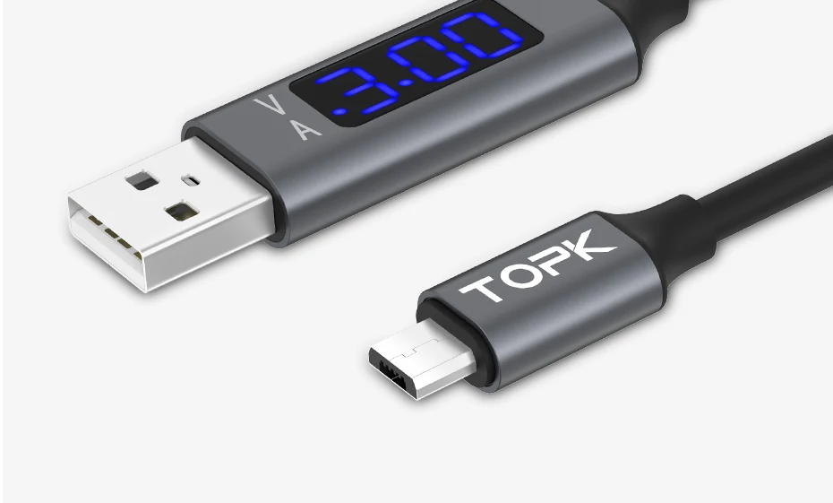 Micro USB Cable Voltage and Current Display Data Sync USB Cable For Samsung Xiaomi Huawei