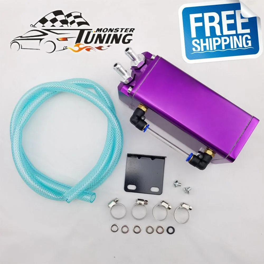 

Free Shipping Universal Aluminum Square 10mm Engine Oil Catch Tank Can Reservoir 7"x3"x2.5" Red Blue Silver Black With logo