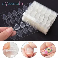 Bande adhésive pour faux ongles, 1 feuille, avec colle transparente, Double face, autocollants pour Nail Art