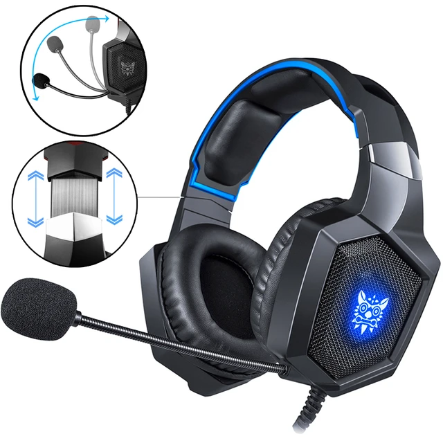 ONIKUMA Gaming Headset Casque PS4 Headphones Deep Bass Stereo Earphones with Microphone LED Lights for Gamer Laptop PC Tablet
