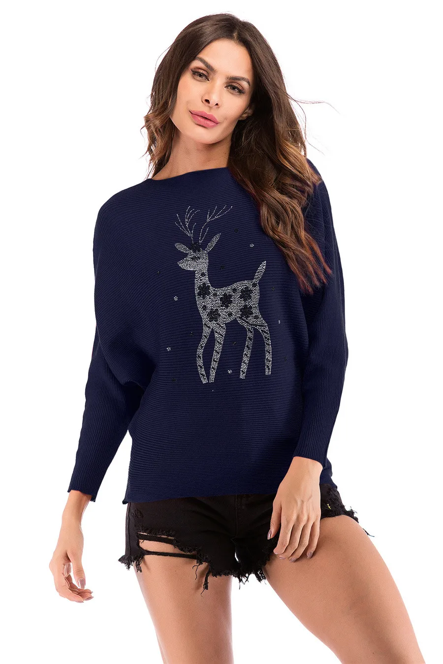 Gladiolus 2018 Autumn Winter Sweater Women Long Sleeve Rhinestone Pattern Slim Knitted Christmas Sweater Women Jumpers Pullover (63)