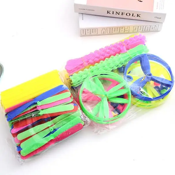 10Pcs/5Pcs Children Outdoor Bamboo Dragonfly Plastic Handle UFO Toy Fairy Flying Saucer Flying Ourdoor Toys for Children GYH