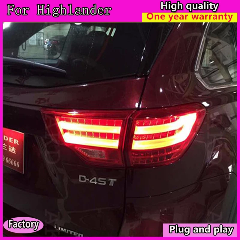 Автомобильный Стайлинг для Toyota Highlander задние фонари- новая светодиодная… для Kluger Lexus Тип задняя лампа DRL+ тормоз+ Парк+ сигнал