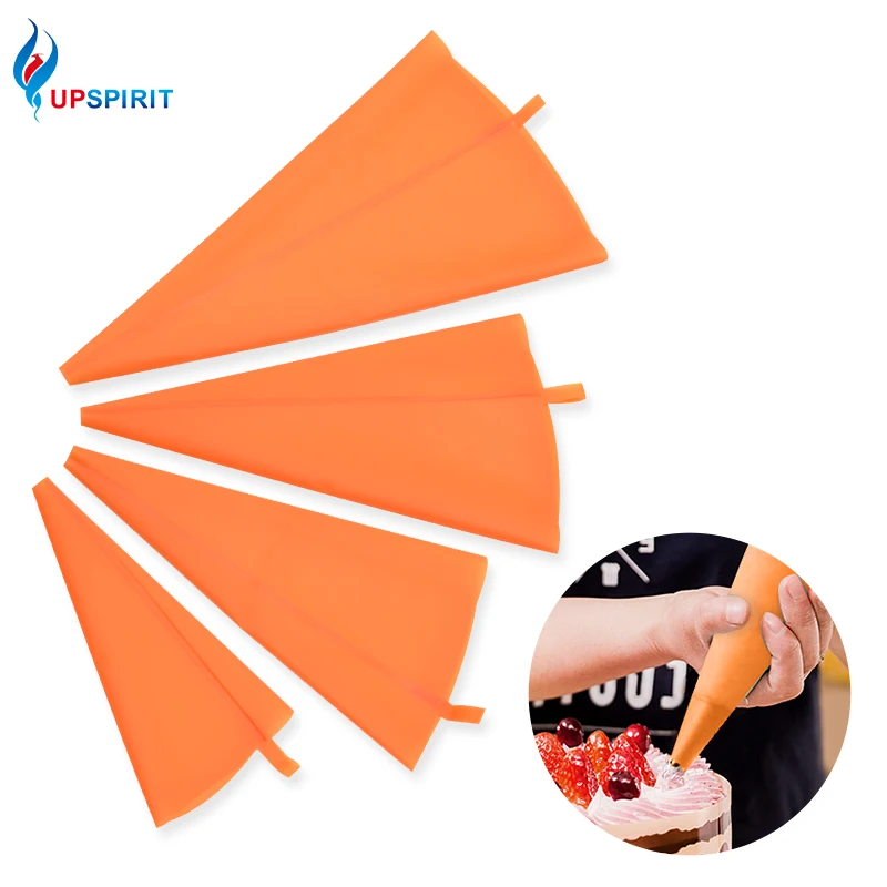 

Upspirit Reusable Orange Cream Pastry Bags DIY Cake Fondant Decorating Icing Piping Bags Dessert Decorators Kitchen Baking Tool