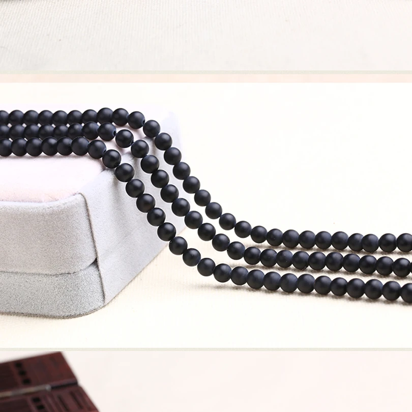 

DIY Jewelry Making Round Natural Stone Black Agates Beads 4 6 8 10 12mm Dull Polish Matte Raw Material for DIY Necklace Bracelet