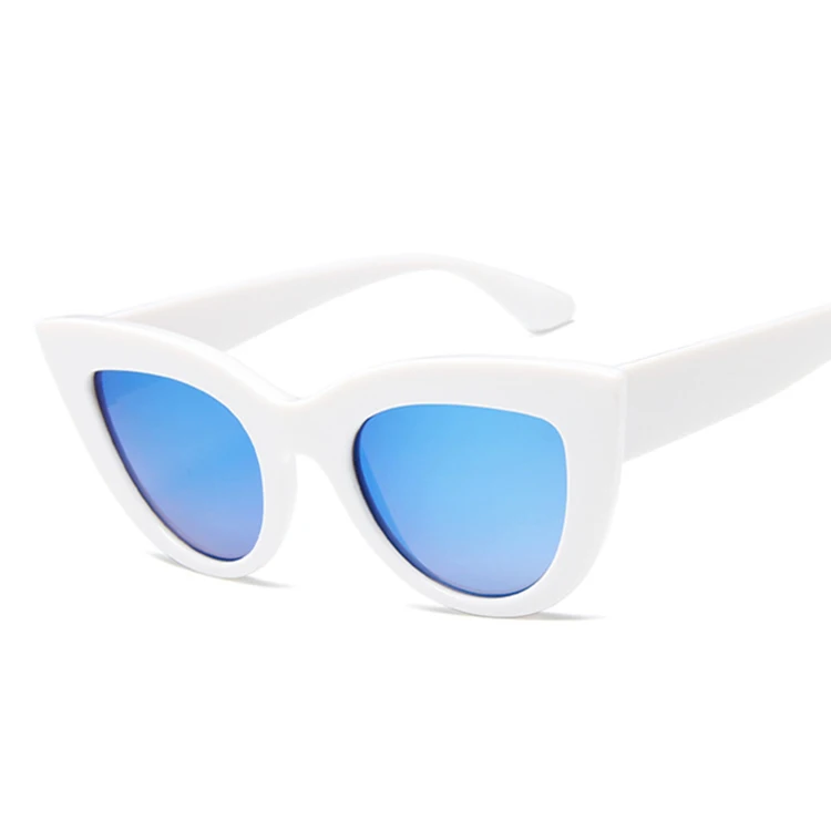 Кошачий глаз, модные солнцезащитные очки для женщин, винтажные, роскошные, брендовые, дизайнерские, черные очки, солнцезащитные очки для женщин, UV400, очки, оттенки - Цвет линз: WhiteBlue