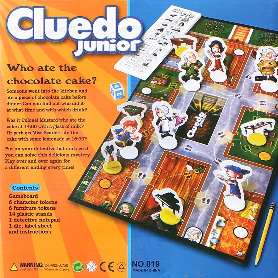 Cluedo game junior чехол с отсутствующим тортом, который съел шоколадный торт? Забавные Вечерние игры для детей детектив головоломки игрушки