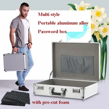 Высококачественный Алюминиевый Чехол для инструментов, портативный чехол для инструментов с паролем, чехол для инструментов, ящик для хранения документов, ящик для инструментов с пеной