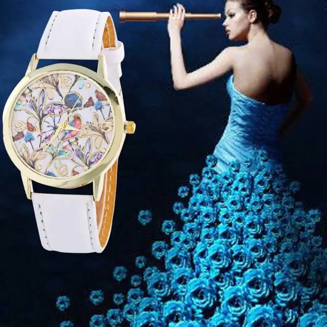 Ladies Flower Cloth WristWatch Fashion Women Dress Watch High Quality Watch Swee Ladies Flower Cloth WristWatch Fashion Women Dress Watch High Quality Watch Swee