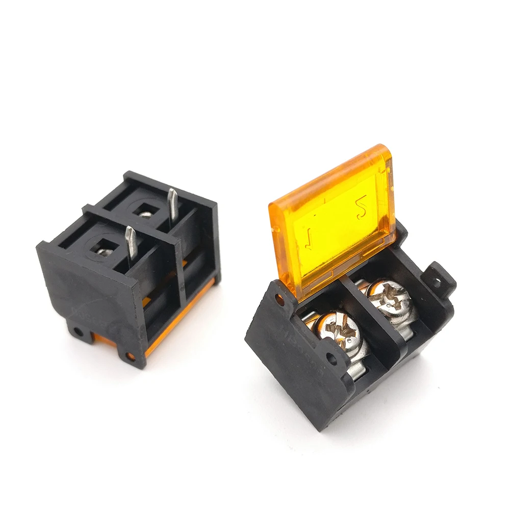 

50Pcs HB-9500 2P 9.5mm Barrier Terminal Block Connector with Cover PCB Mount