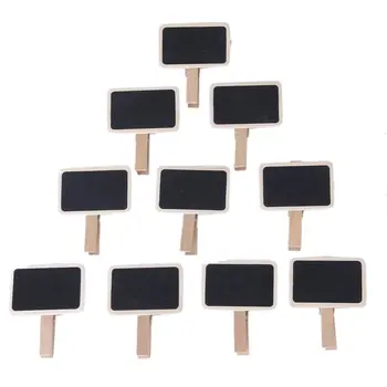 

SOSW-10Pcs Mini Message Wooden Blackboard Note Photo Paper for Decor