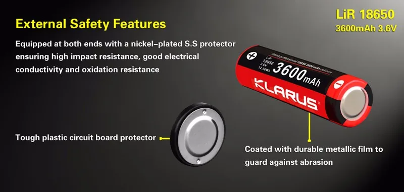 KLARUS Li-ion Rechargeable 18650 Battery 3600mAh (3)