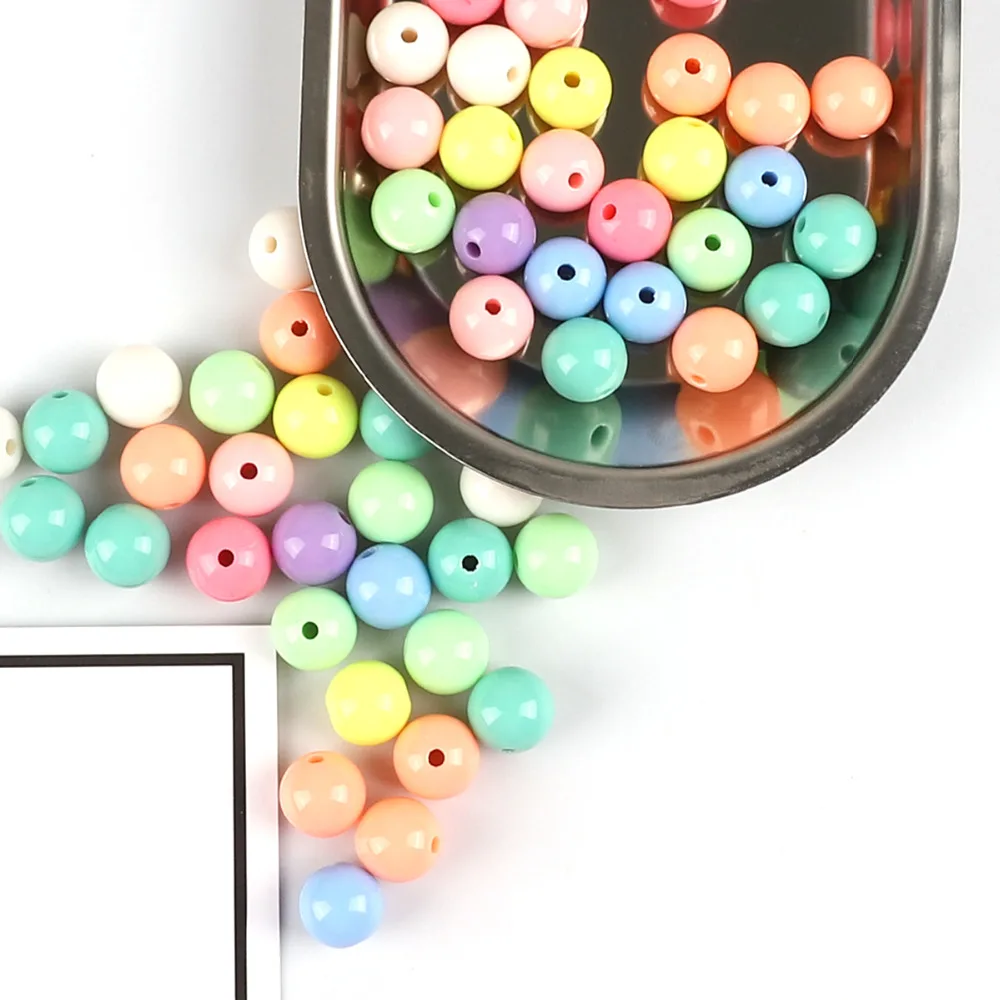 

4MM 6MM 8MM 10MM 12MM Candy Color Acrylic Round Ball Spacer Beads For Jewelry Making DIY Jewelry Accessories For Handicrafts