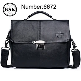 Мужская сумка из натуральной кожи, сумка через плечо, винтажная кожаная офисная сумка для мужчин, портфель, сумка-мессенджер,, роскошные сумки KSK - Цвет: black 6672