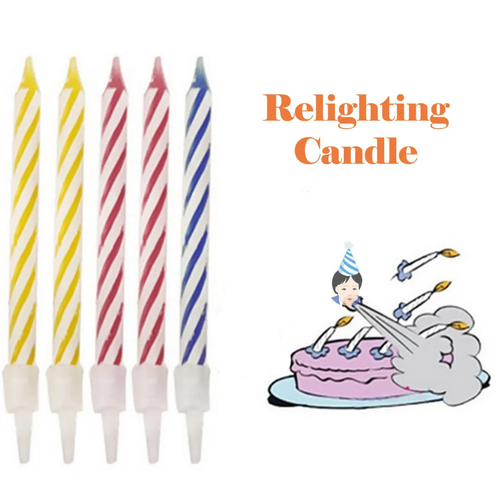 

10PC/set Magic birthday cake thread blowing prank funny tricky novelty gag toys party eternal candle Magic Trick Relighting